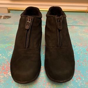 Dr. Scholl’s black suede boots with zip front